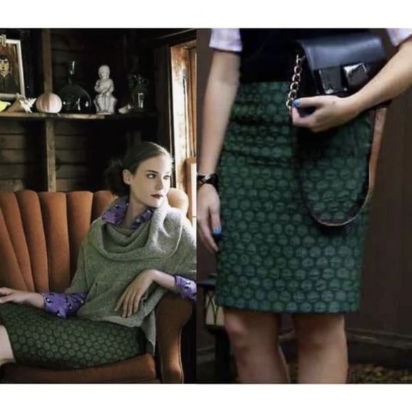 Maeve Dresses & Skirts - Maeve (Anthropologie) Polka Dot Pencil Skirt | Emerald Green | Size 8